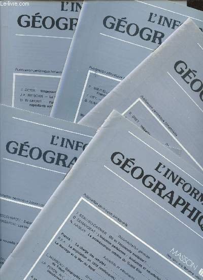 L'information G�ographique - 5 Num�ros - Ann�e 1982 - Volume …