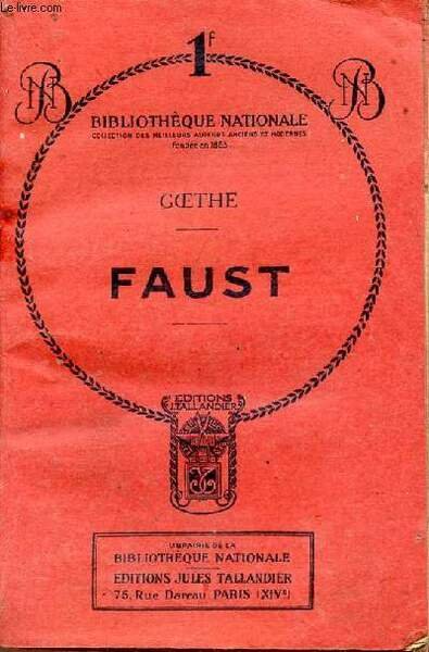 Faust - tragédie - Collection Bibliothèque nationale n°120