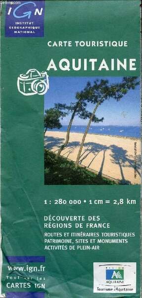 Carte touristique Aquitaine dépliante en couleur d'envion 94x120 cm - …