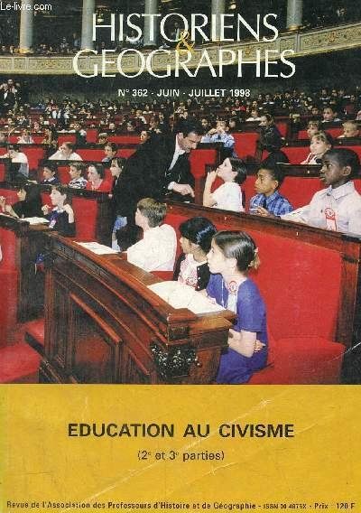 Historiens & géographes n°362 juin-juillet 1998 - Education au civisme …