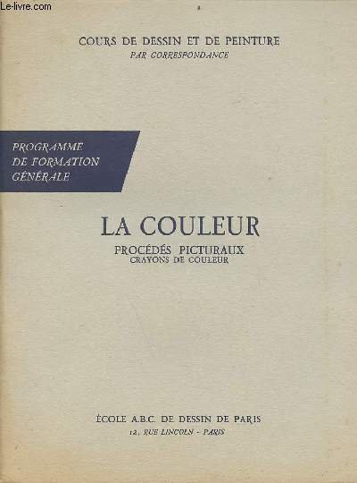 Cours de dessin et de peinture par correspondance - programme …