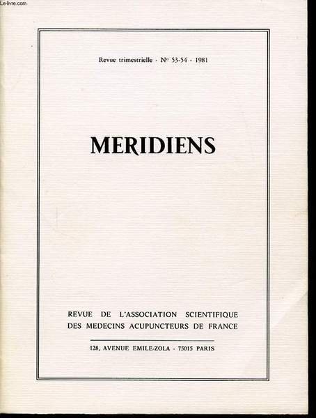 MERIDIENS Revue trimestrielle n�53 et 54 : Etudes Traditionnelles / … | Immagine principale