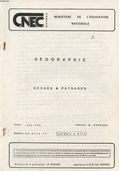 GEOGRAPHIE ROCHES ET PAYSAGES CHAPITRE V | Immagine principale