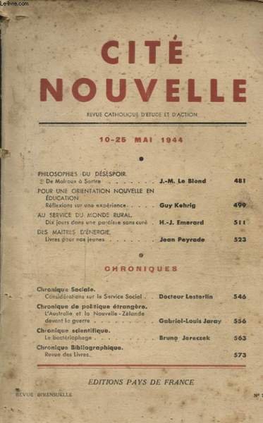 CITE NOUVELLE N�70 : PHILOSOPHIS DU DESESPOIR - POUR UNE … | Immagine principale