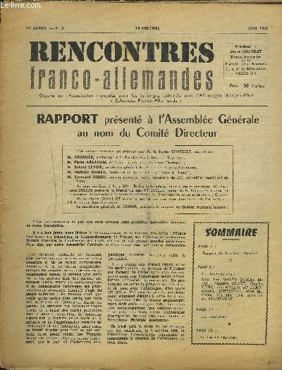 RENCONTRES FRANCO-ALLEMANDES - N�5 / 1� ANNEE JUIN 1960 : … | Immagine principale