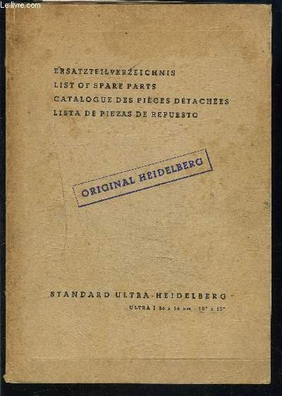 CATALOGUE DES PIECES DETACHEES- ORIGINAL HEIDELBERG- Texte en allemand, anglais, …