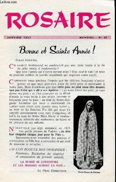 LIVRET ROSAIRE - JANVIER 1957 - MENSUEL N�55 - BONNE … | Immagine principale