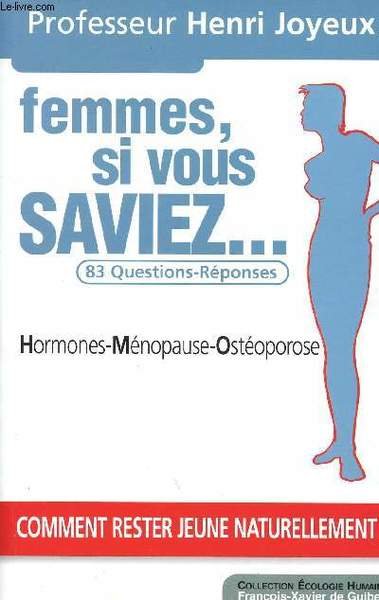 FEMMES, SI VOUS SAVIEZ. HORMONES, MENOPAUSE, OSTEOPOROSE