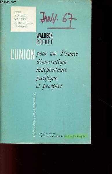 L'UNION POUR UNE FRANCE DEMOCRATIQUE INDEPENDANTE PACIFIQUE ET PROSPERE | Immagine principale