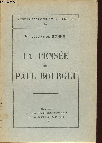 LA PENSEE DE PAUL BOURGET | Immagine principale