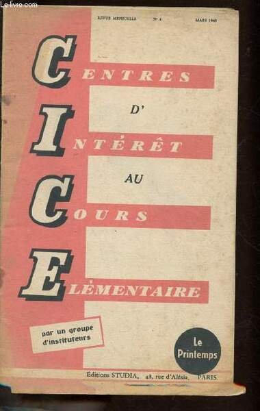 CENTRES D'INTERET AU COURS ELEMENTAIRE N�6 - MARS 60 : …