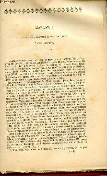 BIBLIOTHEQUE POPULAIRE N�421 : LA TRAGIQUE HISTOIRE DU DOCTEUR FAUST …