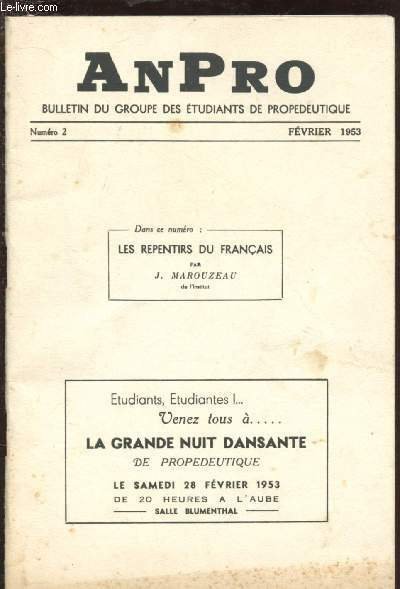 N�2 - FEV 1953 / ANPRO- BULLETIN DU GROUPE DES …