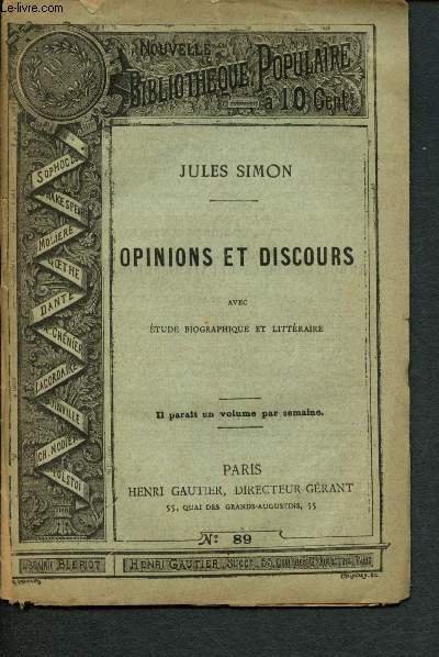 Nouvelle biblioth�que populaire n�89 : Opinions et discours avec Etude … | Immagine principale