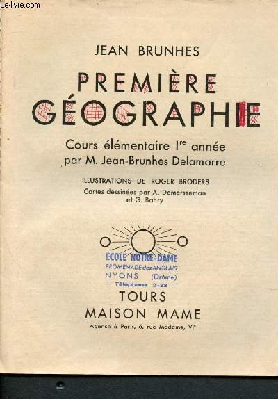 Premi�re g�ographie : Cours �l�mentaire 1re ann�e