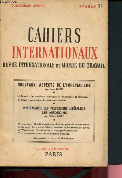 Cahiers internationaux - Revue internationale du monde du travail - … | Immagine principale