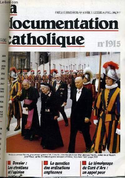 LA DOCUMENTATION CATHOLIQUE n� 7 : Dossier : les chr�tiens … | Immagine principale