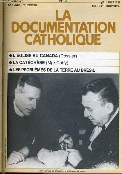 LA DOCUMENTATION CATHOLIQUE N 14 : L' Glise Au Canada - La Cat Ch Se ...