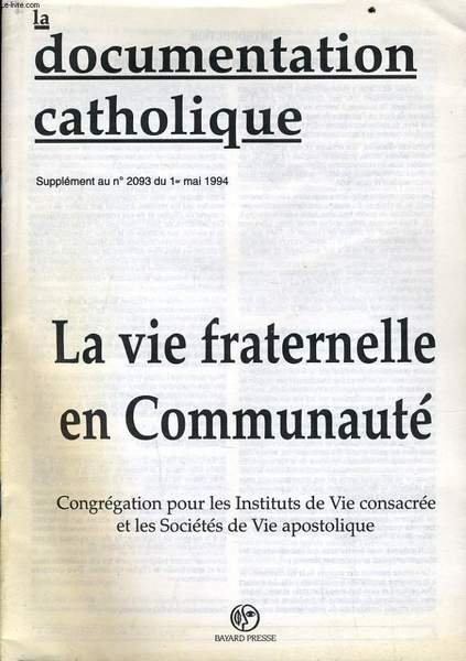 LA DOCUMENTATION CATHOLIQUES suppl�ment au n�2093 du 1er mai 1984 …