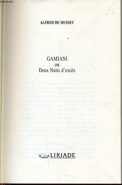 GAMIANI ou deux nuits d'exc�s
