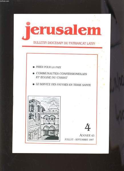 JERUSALEM N�4 - ANNEE 63 - PRIER POUR LA PAIX, … | Immagine principale