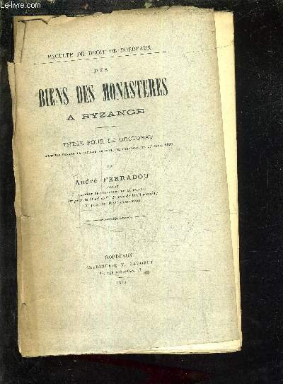 DES BIENS DES MONASTERES A BYZANCE - THESE POUR LE … | Immagine principale