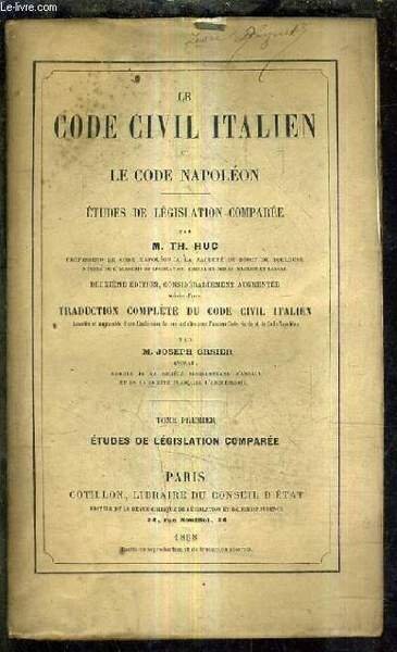 LE CODE CIVIL ITALIEN ET LE CODE NAPOLEON ETUDES DE …