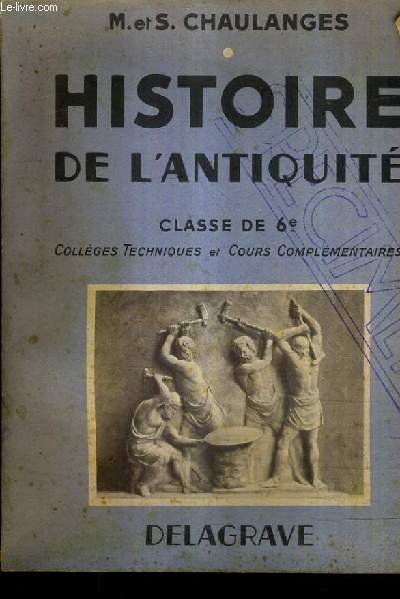 HISTOIRE DE L'ANTIQUITE CLASSE DE 6E COLLEGES TECHNIQUES ET COURS …