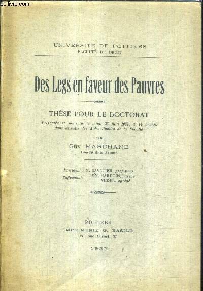 DES LEGS EN FAVEUR DES PAUVRES - THESE POUR LE …