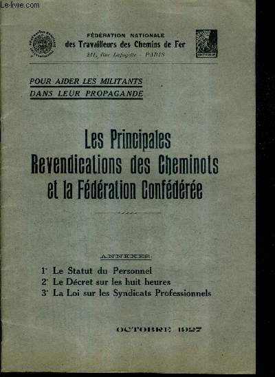 LES PRINCIPALES REVENDICATIONS DES CHEMINOTS ET LA FEDERATION CONFEDEE - …