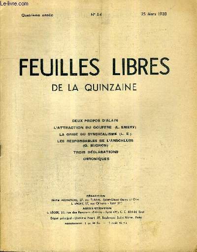 FEUILLES LIBRES DE LA QUINZAINE N�54 4E ANNEE 25 MARS …