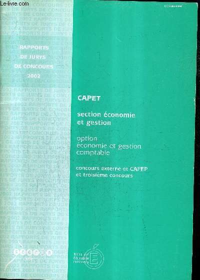 CERTIFICAT D'APTITUDE AU PROFESSORAT DE L'ENSEIGNEMENT TECHNIQUE (CAPET) SECTION ECONOMIE … | Immagine principale