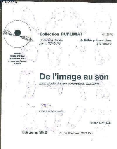 DE L'IMAGE AU SON EXERCICES DE DISCRIMINATION AUDITIVE - COLLECTION …