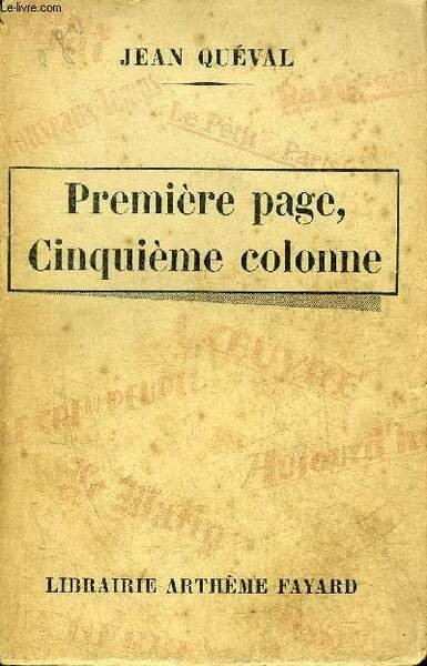 PREMIERE PAGE CINQUIEME COLONNE.