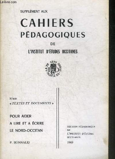 SUPPLEMENT AUX CAHIERS PEDAGOGIQUES DE L'INSTITUT D'ETUDES OCCITANES - SERIE … | Immagine principale