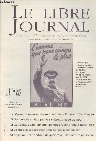 Le Libre Journal de la France Courtoise n�337 - "Corse, …
