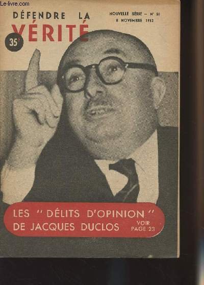 D�fendre la v�rit� n�51 nouvelle s�rie, 8 nov. 52 - … | Immagine principale
