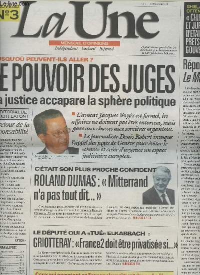 La Une, mensuel d'opinions n�3 janv. 97 - Jusqu'o� peuvent-ils … | Immagine principale