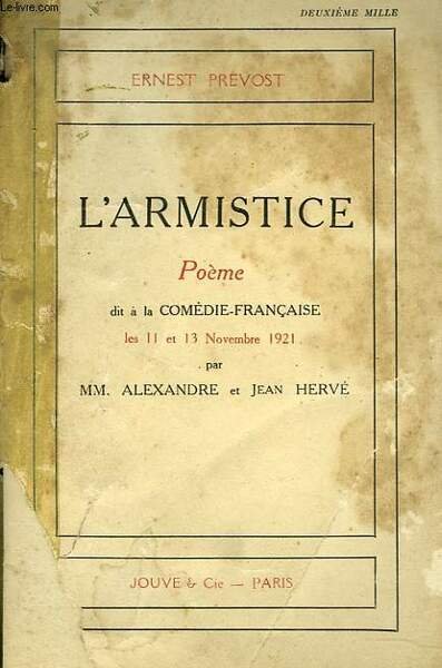 L'ARMISTICE. POEME DIT A LA COPMEDIS FRANCAISE LE 11 ET … | Immagine principale