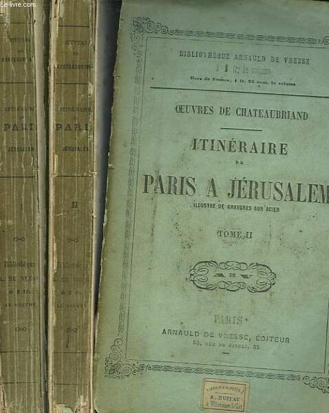 ITINERAIRE DEPARIS A JERUSALEM EN 2 TOMES.