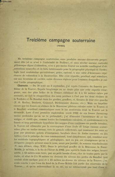 TREIZIEME CAMPAGNE SOUTERRAINE (1900).