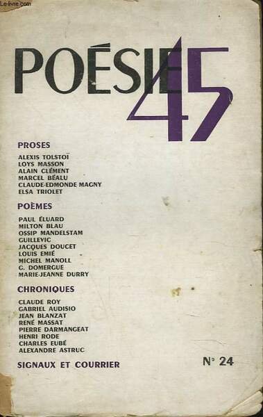 POESIE 45. N°24. ALEXIS TOLSTOÏ / LOYS MASSON / ALAIN …