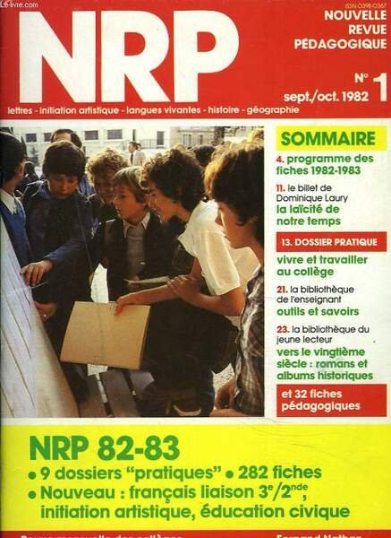 NOUVELLE REVUE PEDAGOGIQUE N°1, SEPT., OCT. 1982. PROGRAMME DES FICHES … | Immagine principale