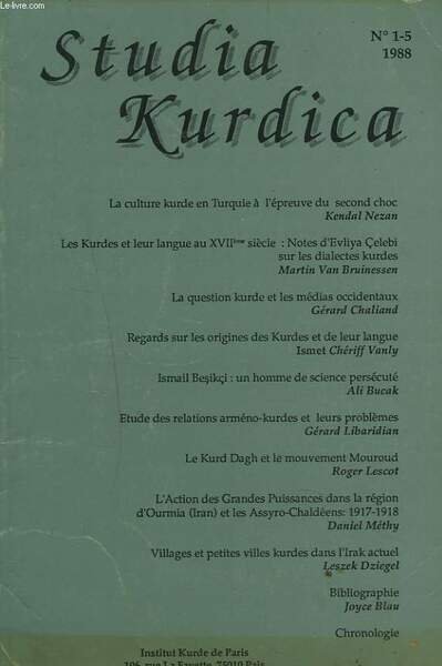 STUDIA KURDICA N°1-5, 1988. LA CULTURE KURDE A L'PREUVE DU … | Immagine principale