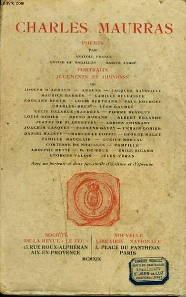 CHARLES MAURRAS. Poèmes-portraits-jugements et opinions. | Immagine principale