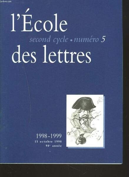 L'ECOLE DES LETTRES, SECOND CYCLE, N°5, 15 OCT. 1998. LE … | Immagine principale