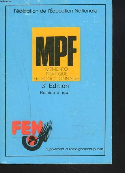 MPF. MEMENTO PRATIQUE DU FONCTIONNAIRE. | Immagine principale