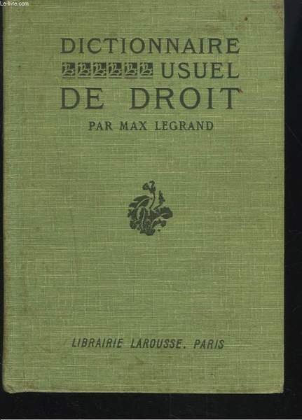 DICTIONNAIRE USUEL DE DROIT. | Immagine principale