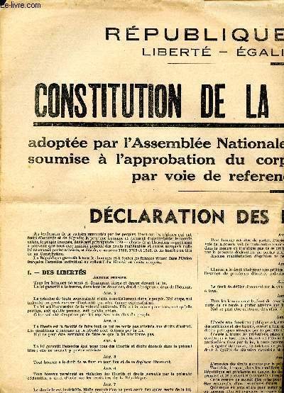 République Française Constitution de la République Française, déclaration des droits …