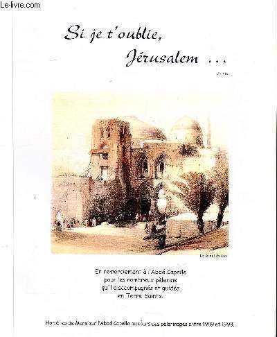 Si je t'oublie, Jérusalem.